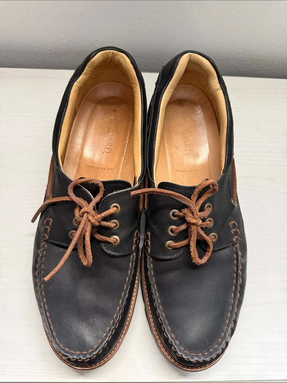 Samuel Hubbard Camplight Moccasins Saddlebag Black Boat Hiking Shoe M 11.5